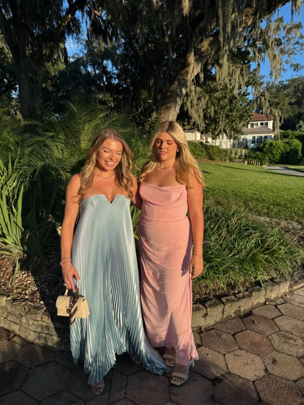 Black Tie Gown Strapless Pleated Maxi Dress in Light Blue - Picture 2 of 9